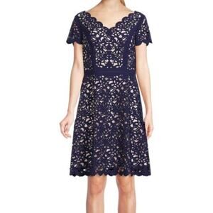 Focus By Shani Laser cut fit flare blue tan size 6